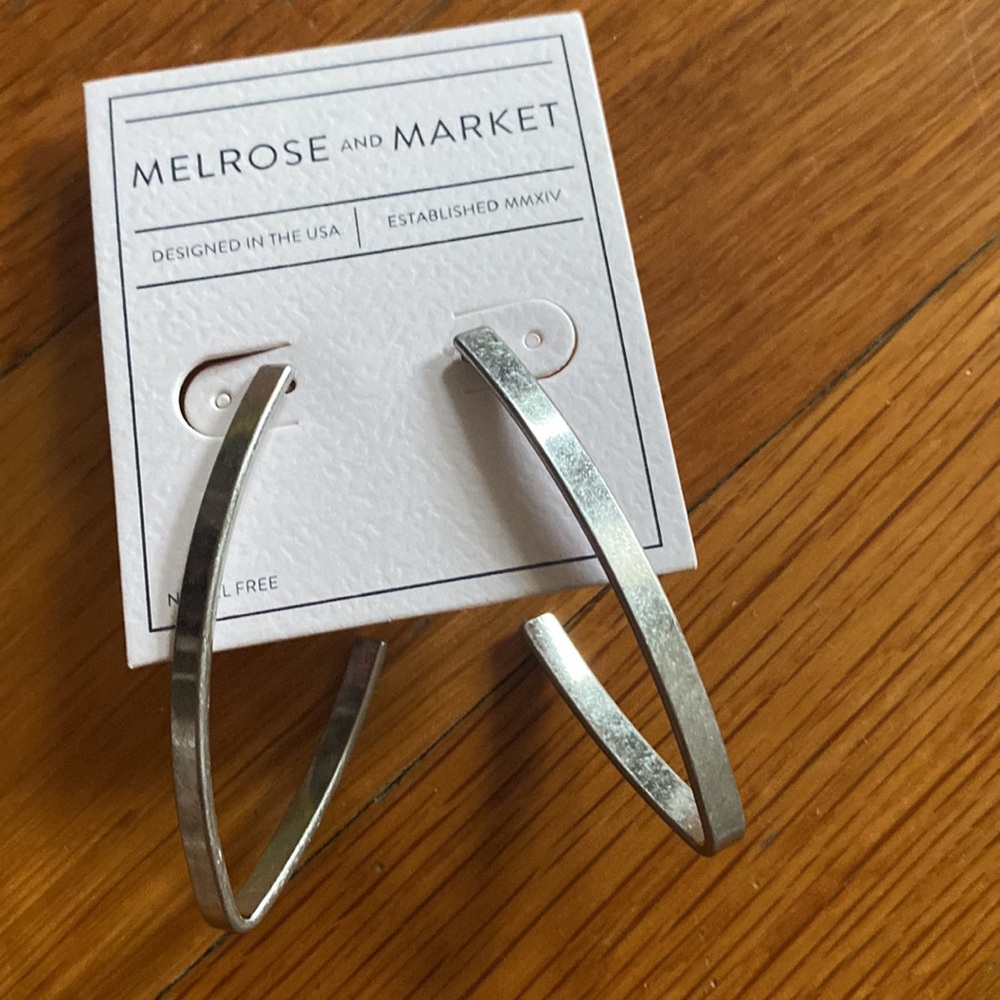 Melrose and market oval rhodium hoops earrings